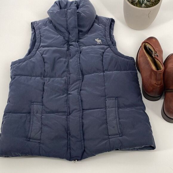 Abercrombie & Fitch Women's Down Filled Puffer‎ Vest Blue M Y2K - Picture 1 of 13